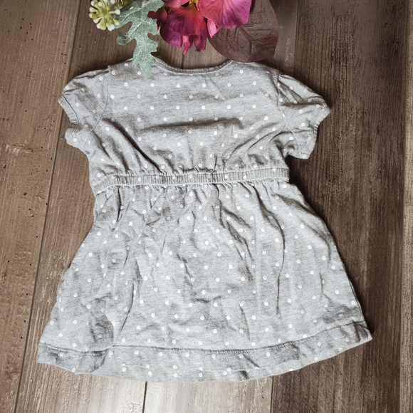 Carter's Gray White and Pink Polka Dot Cotton Girls Casual Summer Dress Size 6m - Picture 6 of 6